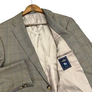 Vintage Hart Schaffner Marx Plaid Houndstooth‎ Blazer Jacket Two Button Mens 44